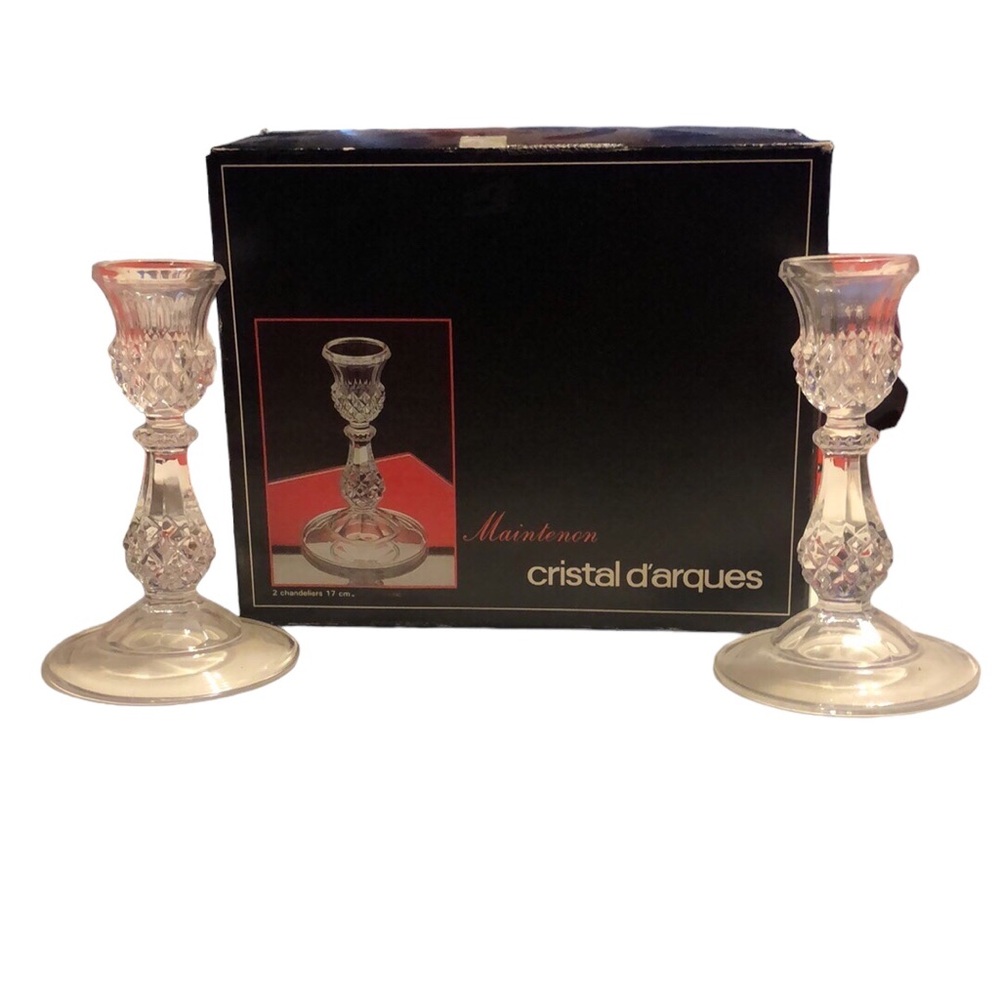 2 Chandeliers Candle Holders Crystal Darques 17 cm
